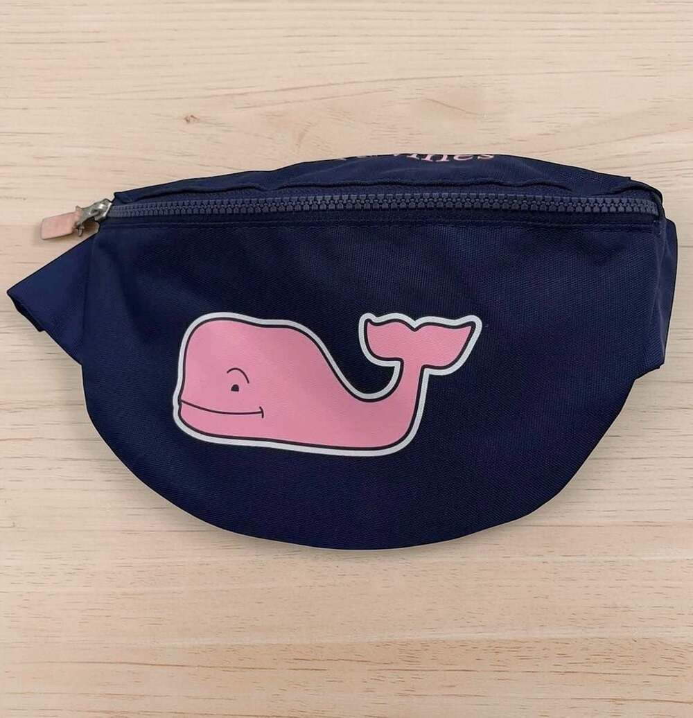Vineyard Vines Fanny Pack Navy Blue With Pink Whale Zipper Mesh Strap Target X